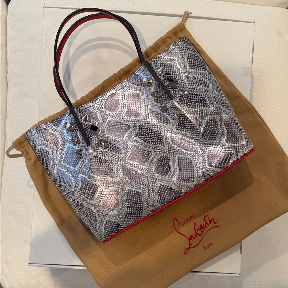 Luxury Purse Christian Louboutin Cabarock small tote Silver